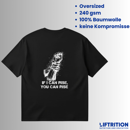 Design Helping Hand: T-Shirt von hinten, Nahaufnahme des Hand-Motivs.